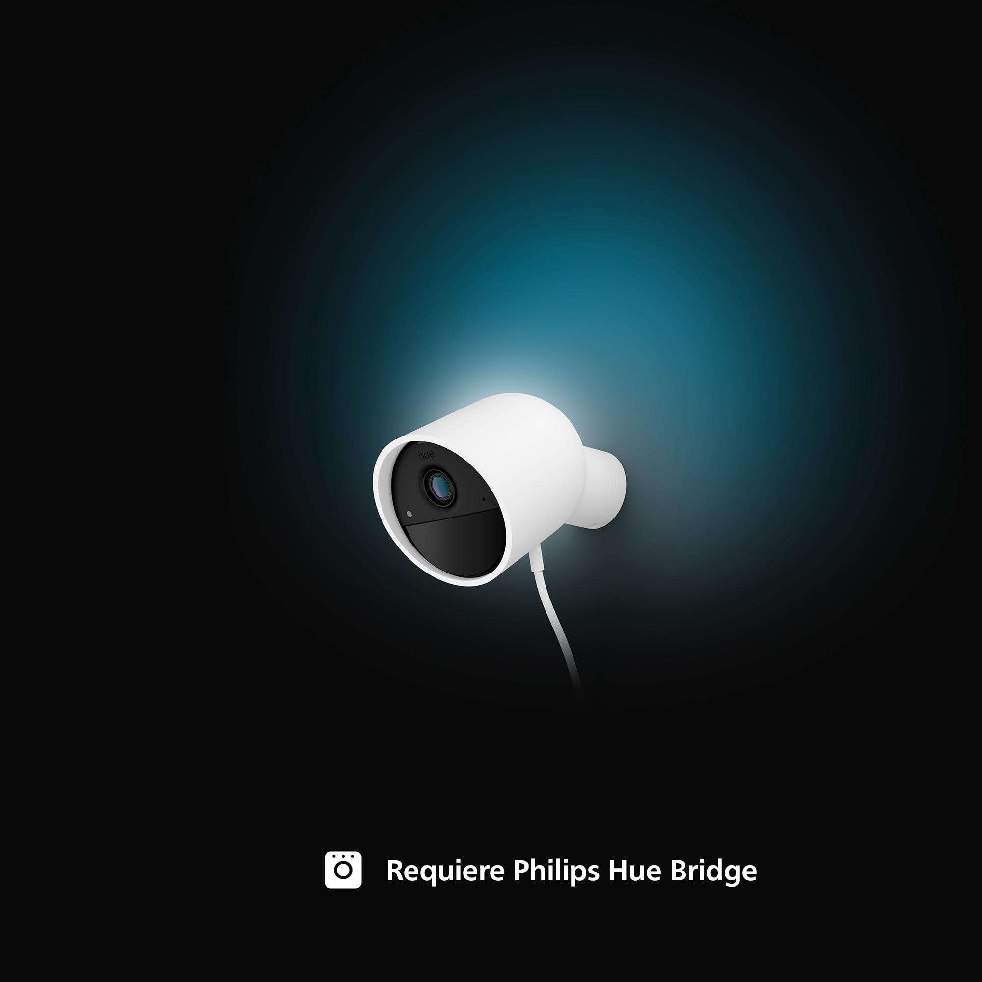 Philips Hue Secure Cámara de Video Vigilancia Inteligente para Exteriores o Interiores, Versión con Cable, Full HD Video, Control de Seguridad e Iluminación en Una Sola App, Blanco