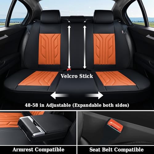 Image of Coverado Car Seat Covers Full Set, Automotive Seat Covers Car Seat Protector Car Seat Cushion, Waterproof Leather Seat Covers for Cars, Universal Fit for Most Sedans SUV Pick-up Truck(Black&Orange)