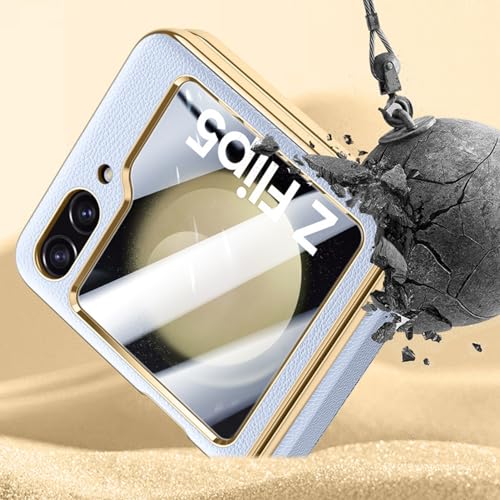 Funda Samsung Z Flip 5 que evita roturas de pantalla y protege la bisagra azul 3