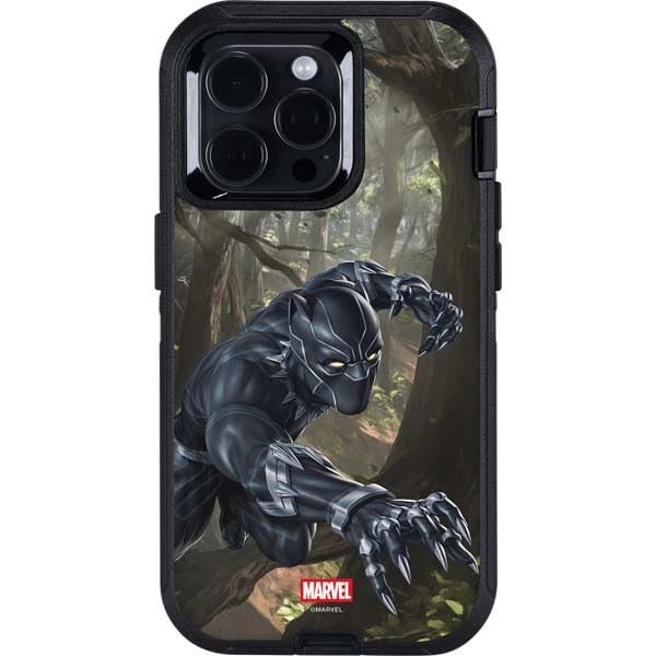 Skinit Decal Phone Skin Compatible with OtterBox Defender iPhone 14 Pro - Officially Licensed Marvel Black Panther in The Jungle Design