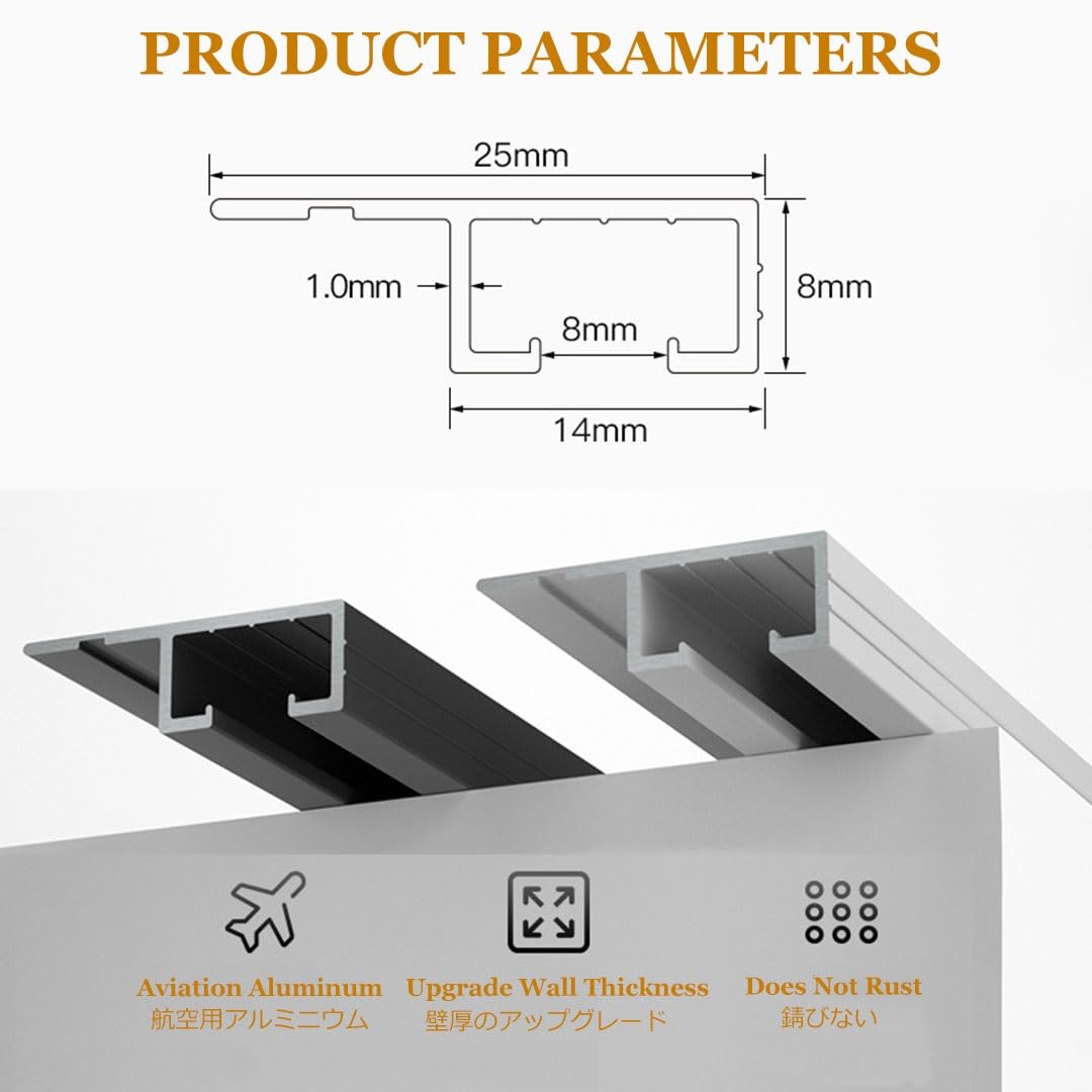 Adhesivo de aluminio ultrafino para montaje en pared o techo, ideal para aberturas interiores y caravanas. Fácil instalación y diseño