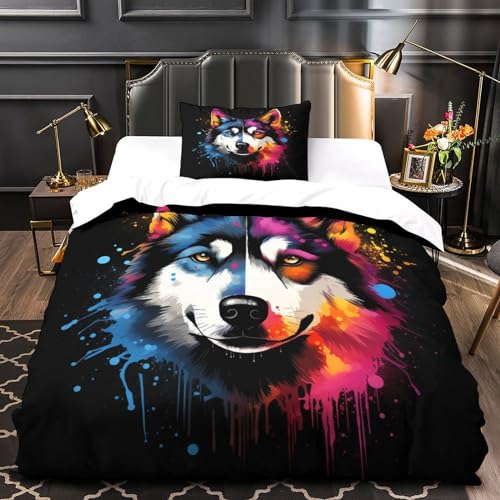Parure de lit Husky 135 x 200 cm avec fermeture éclair facile