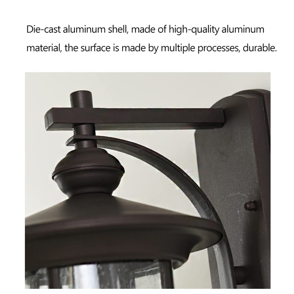 Aplique de Pared para Exteriores, Farol de Pared Exterior de 1 luz en Acabado Negro/café Dorado con Vidrio sembrado Transparente, iluminación Exterior para Garaje, lámpara de Montaje en