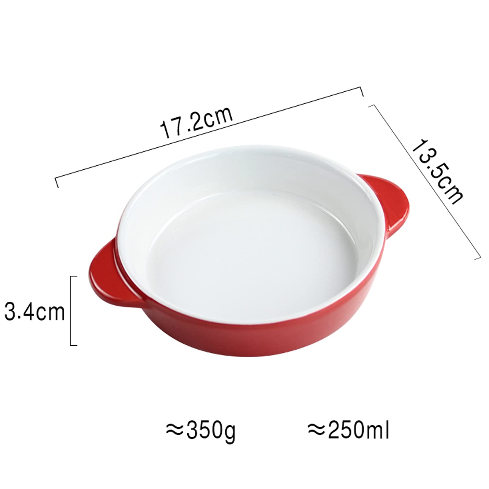 LUCBEI Auflaufform Set von 3 runden AU gratin Back-Teller, Lasagna-Pfanne, Porzellan-Backformen for Küche Lasagne Backpfannen mit Griffen, rot Auflaufformen