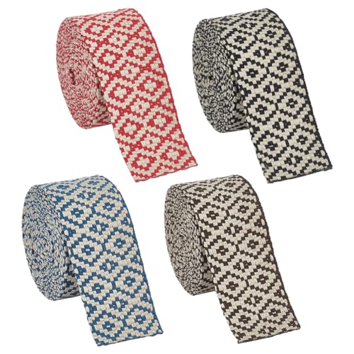BENECREAT 8 Yards 4 Colors Rhombus Jacquard Ribbons