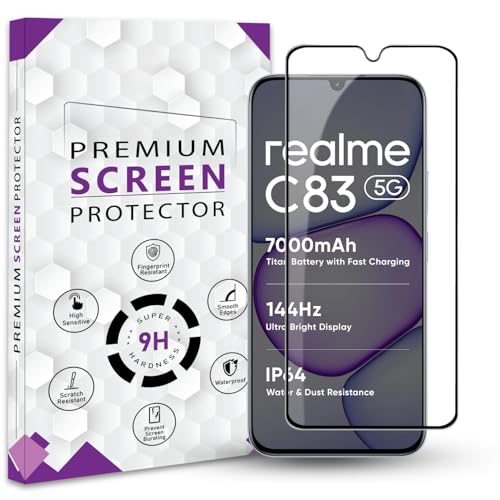 Image of Premium Tempered Glass Screen Protector Guard For Realme C83 5G (6.8 Inch, Pack of 1) | Edge to Edge Coverage With Easy to installation kit