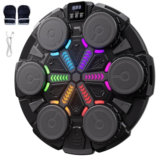 Upgraded Music Punching Machine for Kids and Adults, Wall Boxing Punching Pad with Bluetooth & Rhythm Lights, 3 Speed Modes, Home Fitness Boxing Equipment with Gloves for Boys Girls Teenagers