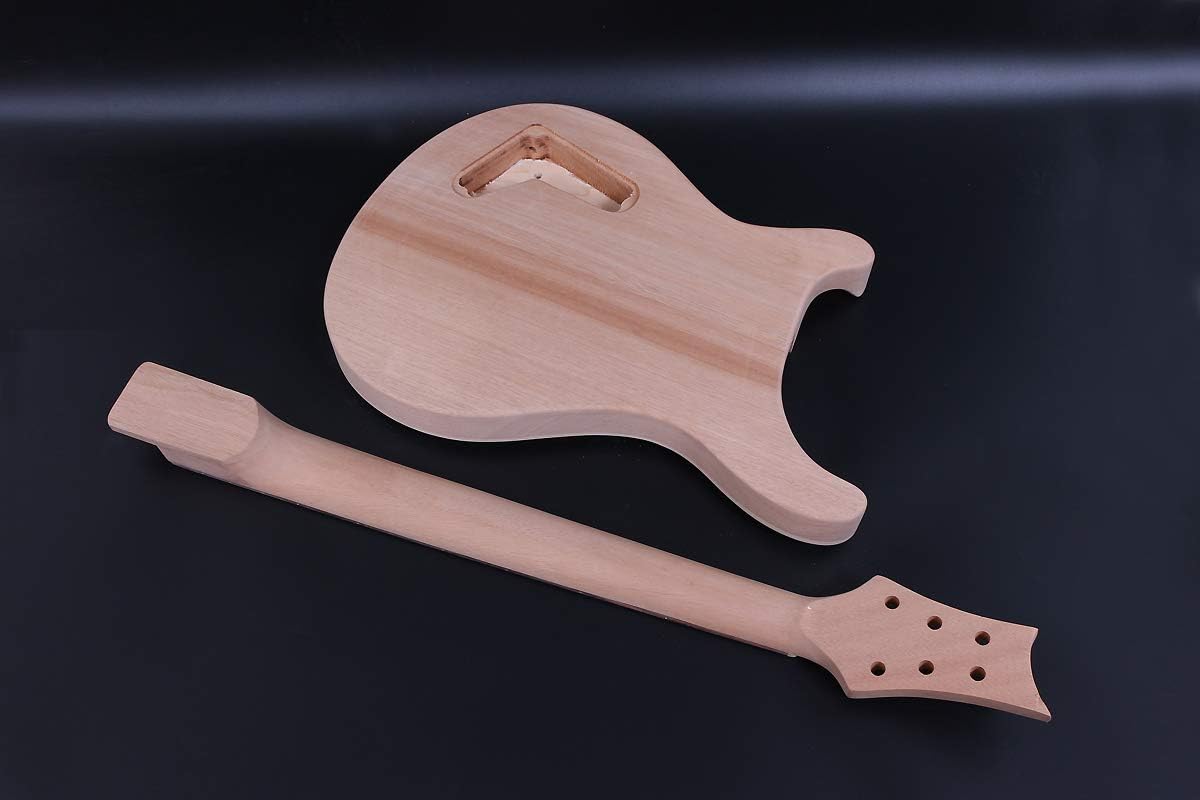 1set guitar kit Unfinished Guitar neck Body 22fret 24.75 inch Dot inlay set in DIY Guitar Rosewood Fretboard (25.5in)