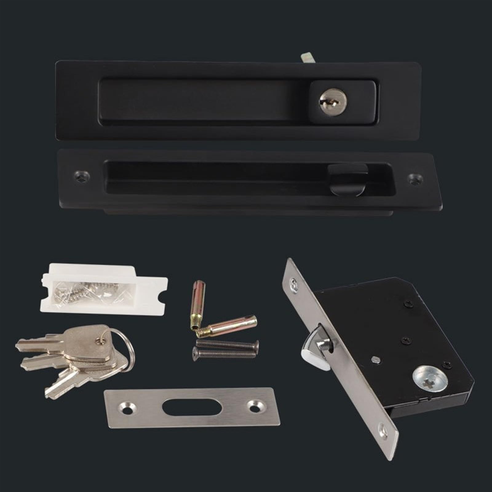 Cerradura de puerta con pestillo de palanca, Juego de manijas de puerta corredera de Patio con llave, manija empotrada Invisible, bolsillo con pestillo for puerta de Hardware de muebles de madera de G