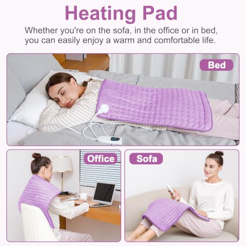Image of Heating Pad,Electric Heating Pads,Heating Pad for Back,Lavender,24x20 Inch | Heating Pads for Shoulder,Neck,Abdomen,Knee,Arms,Legs,Heat Pad for Birthday Father Mother Gift Women Men,6 Heat Settings