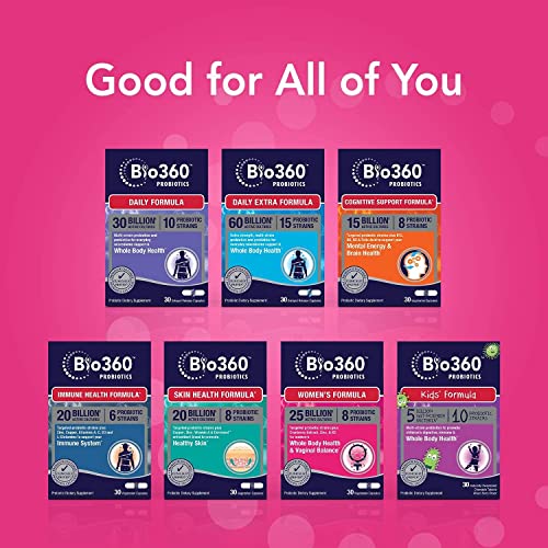Bio360 Probiotics For Women, Vaginal & Digestive Health, Targeted Probiotic Formula 8 Strains 25 Billion Cfu, Cranberry, Zinc & Vitamin B2, Stable Blister Pack, 30 Vegan Supplements #TOP7