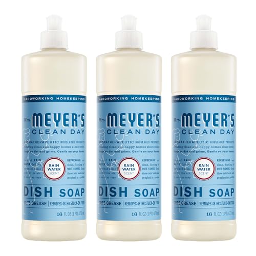 MRS. MEYER'S CLEAN DAY Liquid Dish Soap, Rain Water Scent, 16 Fl Oz Bottle - 3 Pack