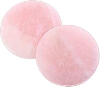 Lurrose Eyelash Extension Jade Stone Pink Stone Pallet Round Adhesive Holder Pallet for Lash Glue, 2pcs