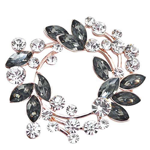 Image of Gyn&Joy Clear Crystal Rhinestone Floral Wreath Pin Brooch BZ005