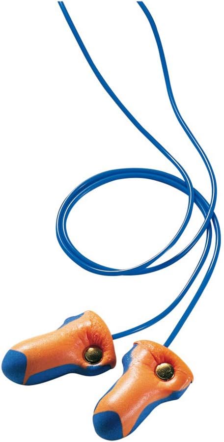 Howard Leight by Honeywell LT-30 Hundred-Pair 32NRR Laser Trak Corded Single-Use Earplugs - Orange/Blue