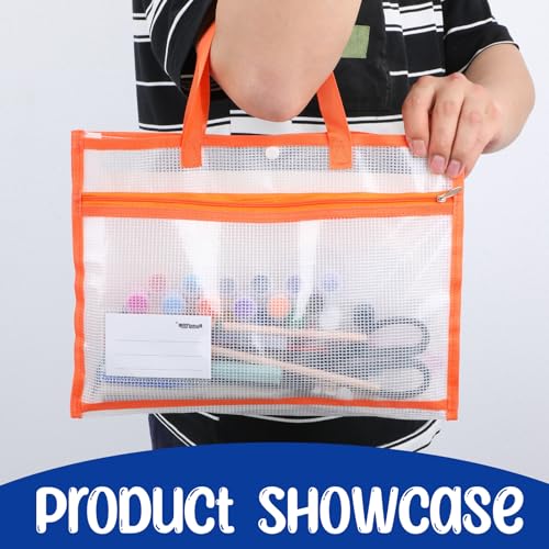 Image of 1 Pcs Project Bag for Quilting A3 Clear Mesh Sewing Craft Storage for Quilter Large Knitting Craft Bag Organizer Tote Storage Bags with Handle Design Art Supply Bags Embroidery Organizer
