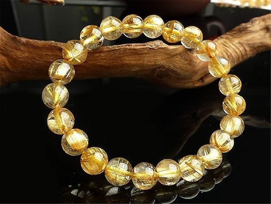 45pcs 8mm Natural Stone Beads Gold Rutilated Quartz Beads Crystal Gemstone for Jewelry Making, DIY Bracelet Necklace - Image 4