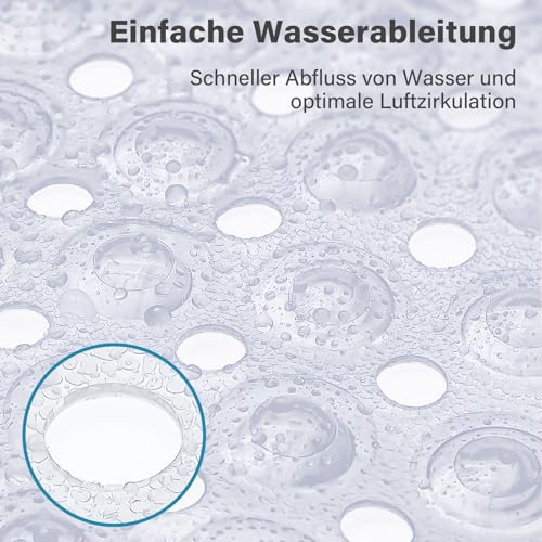 Homaxy Badewannenmatte rutschfest, 100 x 40 cm, Extra Lange 100% BPA frei Duschmatte, Schnelltrocknend & Maschinenwaschbar Badematte Badewanne, Transparent