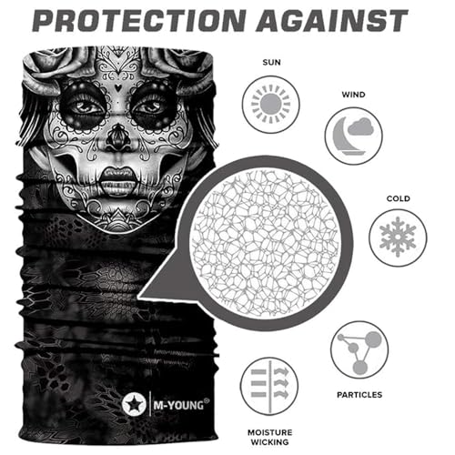 Image of Skull Face Mask Bandanas, Neck Gaiter, Headwear, Magic Scarf, Headband for dust Sun Wind