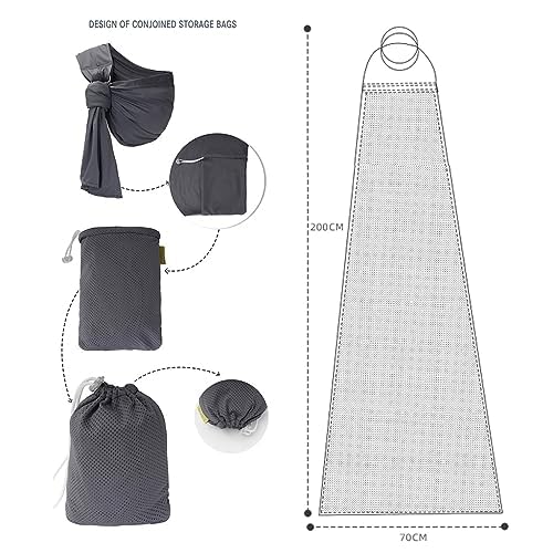 Miniatura 8 de CUBY Portabebés de agua de malla transpirable, portabebés con anillo ajustable, portabebés para verano, piscina, playa (gris)