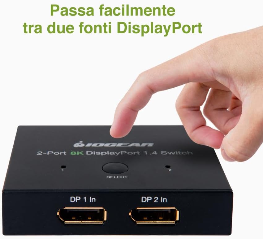 Miniatura 5 de IOGEAR Conmutador DisplayPort 1.4 8K 60Hz - Convertidor de 2 puertos 2 en a 1 salida - Audio HD - GDP14SW2