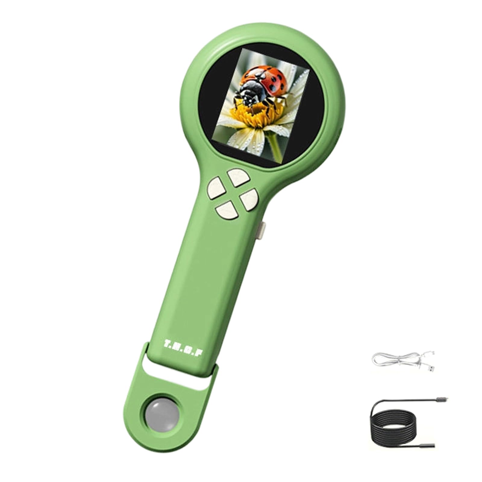 Microscopio de mano con pantalla integrada, verde con endoscopio
