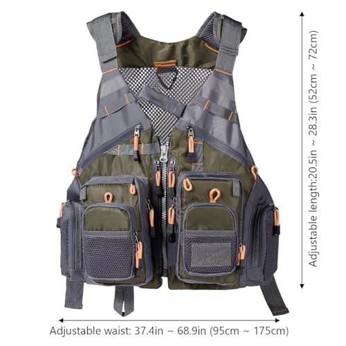 Image of BASSDASH Strap Fishing Vest Adjustable for Men and Women, for Fly Bass Fishing and Outdoor Activities