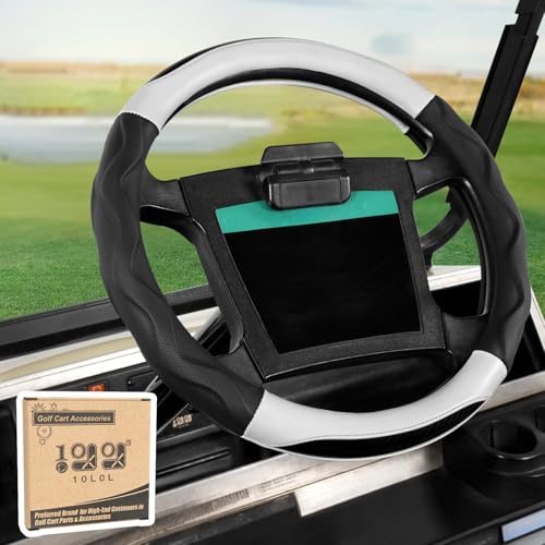 10L0L Golf Cart Steering Wheel Cover For Yamaha, Club Car Ds &Amp; Precedent 1981-Up, 14 Inch Black White
