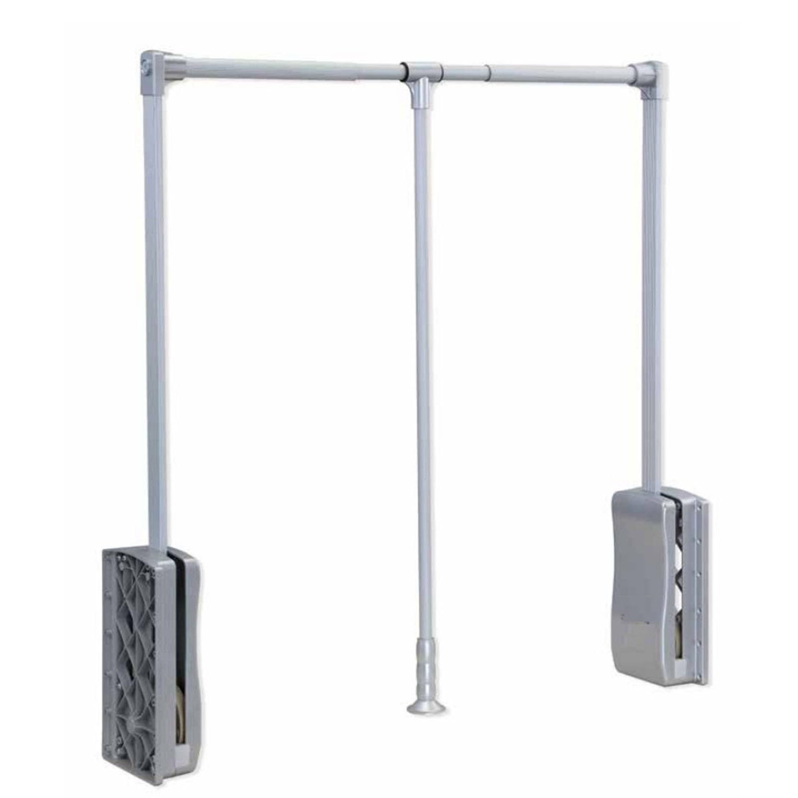 AYCDL Pull Down Closet Rod,Heavy Duty Pull Down Closet Rod - Extendable Aluminium Wardrobe Lifter, Adjustable Width Clothes Hanger & Retractable Cabinet Rail for Easy,Silver-660-890mm