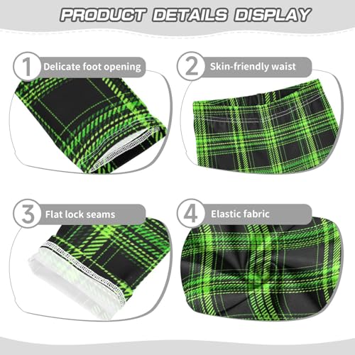 Girls Leggings Green Black Tartan Plaid Kids Length Leggings Pants Toddler Athletic Soft Tights Trousers 4T3