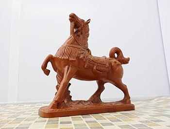 焼物　馬 Amazon.co.jp: 骨董古美術高さ約34cm｜馬干支焼き物置き物陶器