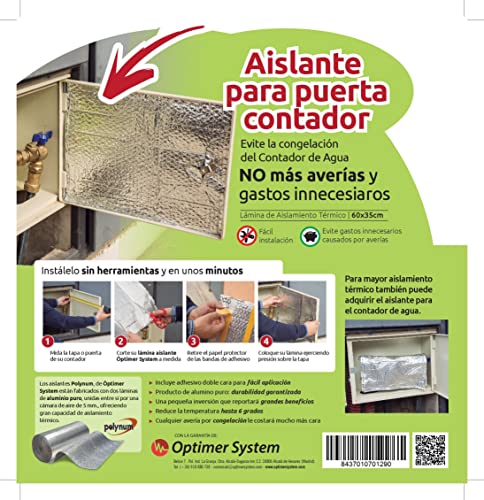 Optimer System - Hitze- und kältereflektierende Isolierung für Wasserzählertüren mit Kleber Cover