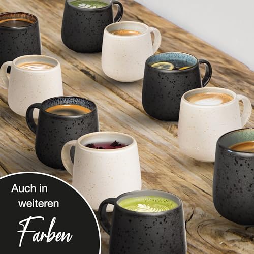 Moritz & Moritz SOLID 4er Tassen Set Bunt - Kaffeebecher Set Außen Schwarz - Robustes Steinzeug - Spülmaschinen- & mikrowellenfest - Perfekt für Kaffee, Tee & mehr