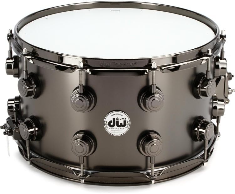 DW Collector's Series Metal Snare Drum - 8 x 14-inch - Satin Black Over Brass - Black Nickel Hardware