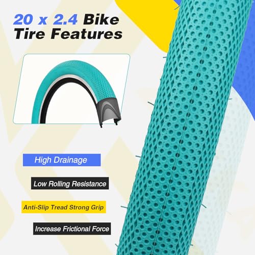 20 x 2.4 inch Bike tire Blue BMX tire 20 inch 2 Pack 20 Bike