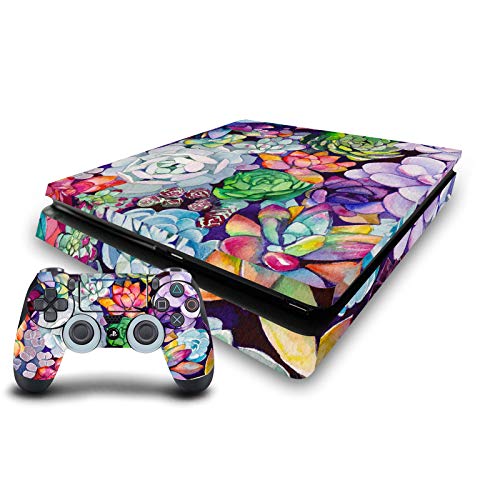 Autocollant vinyle de jeu motif succulent pour console Sony PS4 Slim et manette DualShock 4