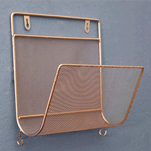 HBJWOV Nordic Wrought Iron Net Magazine Storage Rack Books Shelf Home Wall Decoration Pendant Newspaper Hanging Holder Organizer(C)