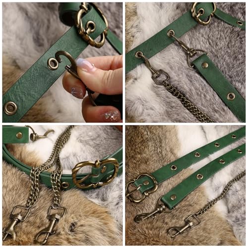 Image of HiiFeuer Medieval DIY Faux Leather Metal Chain Belt, Vintage Adjustable Thin Belt For Women, Retro Skinny Belt For Dresses