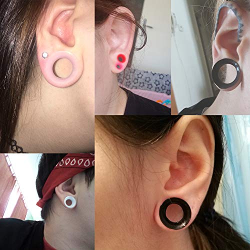 OUFER 20PCS Soft Silicone Ear Gauges Marble Pearlized Flesh Tunnels Plugs Stretchers Expander Double Flared Flesh Tunnels Ear Piercing Jewelry - Thumbnail 4