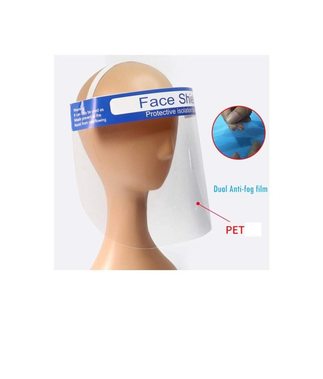 EHS Reusable Full Anti-Fog Safety Visor Eye Cover Protective Face Shield Mask- Pack of 5