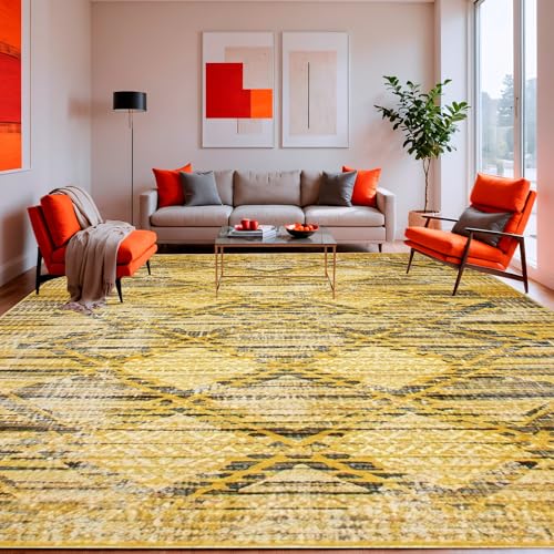 ODIKA Flatwoven High Traffic Area Rug 5x7, Rustic Lattice Floor