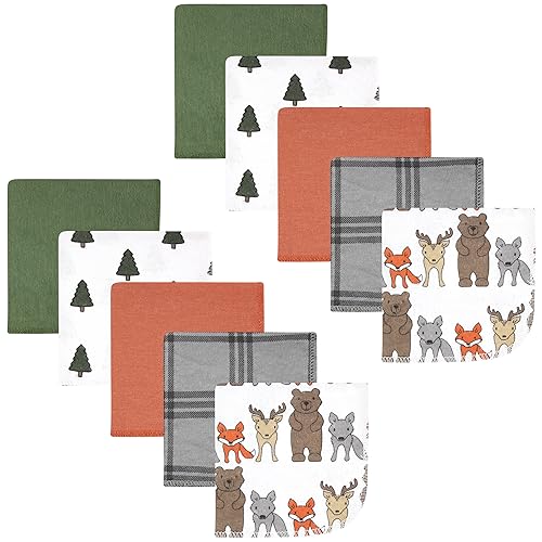 Image of Hudson Baby Unisex Baby Flannel Cotton Poly Washcloths, Wild Forest 10-Pack, One Size