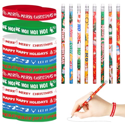 Set de 48 lápices navideños con pulseras de silicona miniatura 1