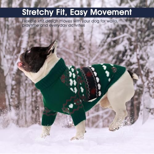 Image of IECOii Warm Dog Sweater, Turtleneck Knitted Winter Clothes for Cold Weather