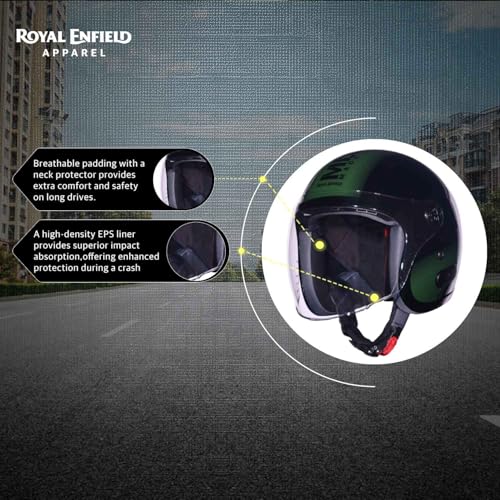 Image of ROYAL ENFIELD REDDITCH Open Face MLG 1901 | ISI Certified | Shell Construction: Built with High Impact Grade ABS | High-Strength EPS Liner | Micrometric Lock | UV-Resistant PU Paints Olive L