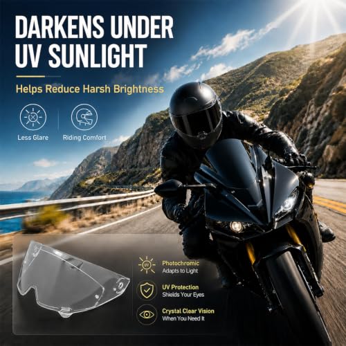 Image of PSLER Photochromic Shatterproof Motorcycle Helmet Visor for Atlas 3.0 4.0