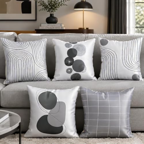 Image of Decorative Satin Sofa Cushion Covers Set of 5, 16 x 16 Inches, Multicolor Floral Printed Pillow Covers for Living Room, Bedroom, Couch & Sofa, Soft Glossy Fabric, Zipper Closure