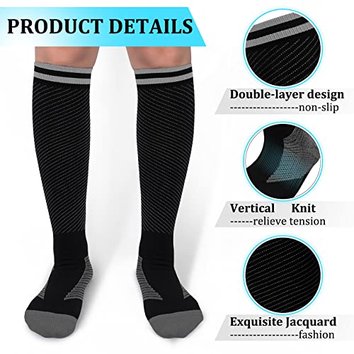 Image of 30-40mmHg Medical Graduated Compression Socks for Women&Men Circulation-Compression Stockings-Knee High Socks for Support,Hiking,Running
