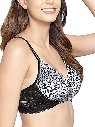 Image of Clovia Polyamide Women's Padded Non-Wired Full Cup Animal Print T-Shirt Bra