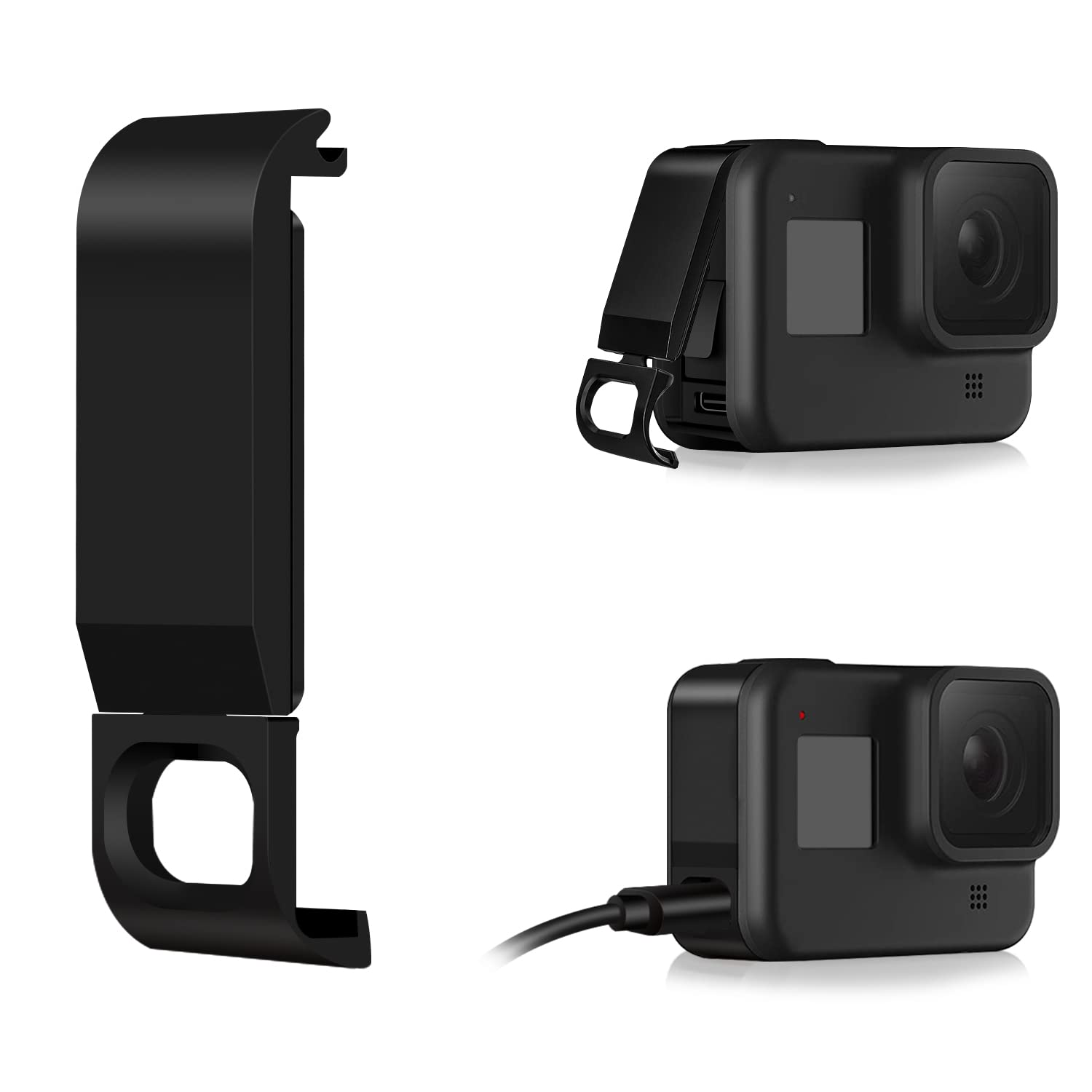 ParaPace Replacement Side Door for GoPro Hero 8 Black,USB Pass Through Charging Battery Cover Removable Type-C Port Adapter Repair Part Camera Accessories(PP-227)